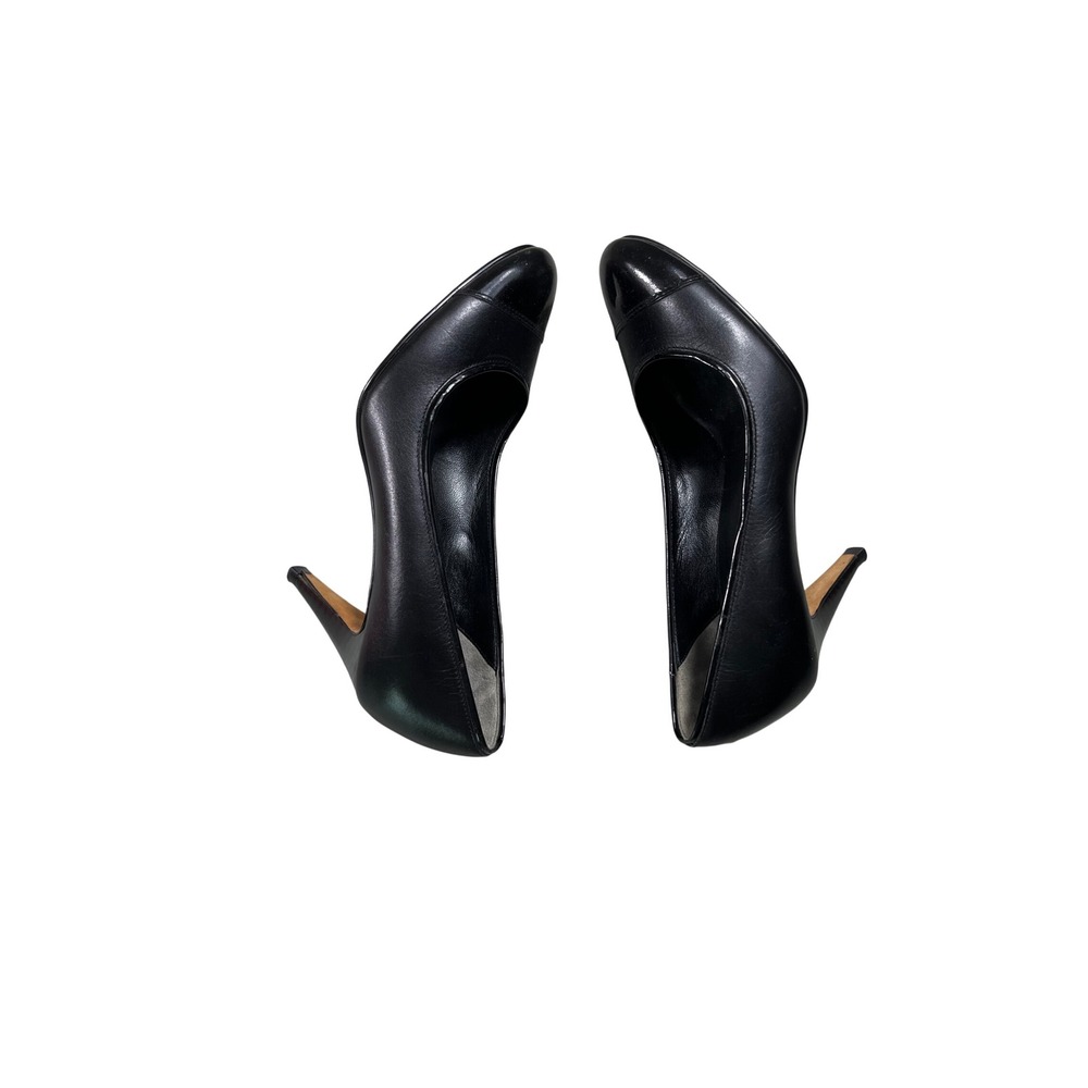 Cole Haan Nike Air Black Leather Cap Toe Pumps Women's Size 6B Classic Heels
